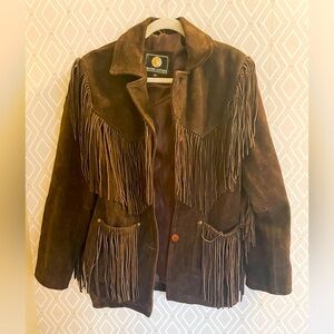Suede leather fringe jacket